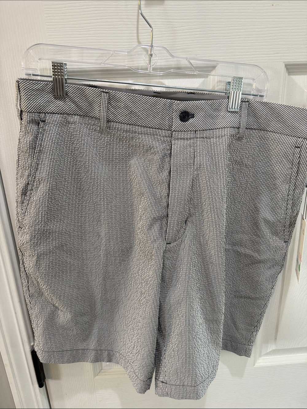 Walter Hagen Black and White Micro-Stripe Flat Front Shorts